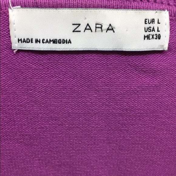 Zara Women Button Down Cardigan Overpiece Sweater Magenta Purple Large - Picture 9 of 9